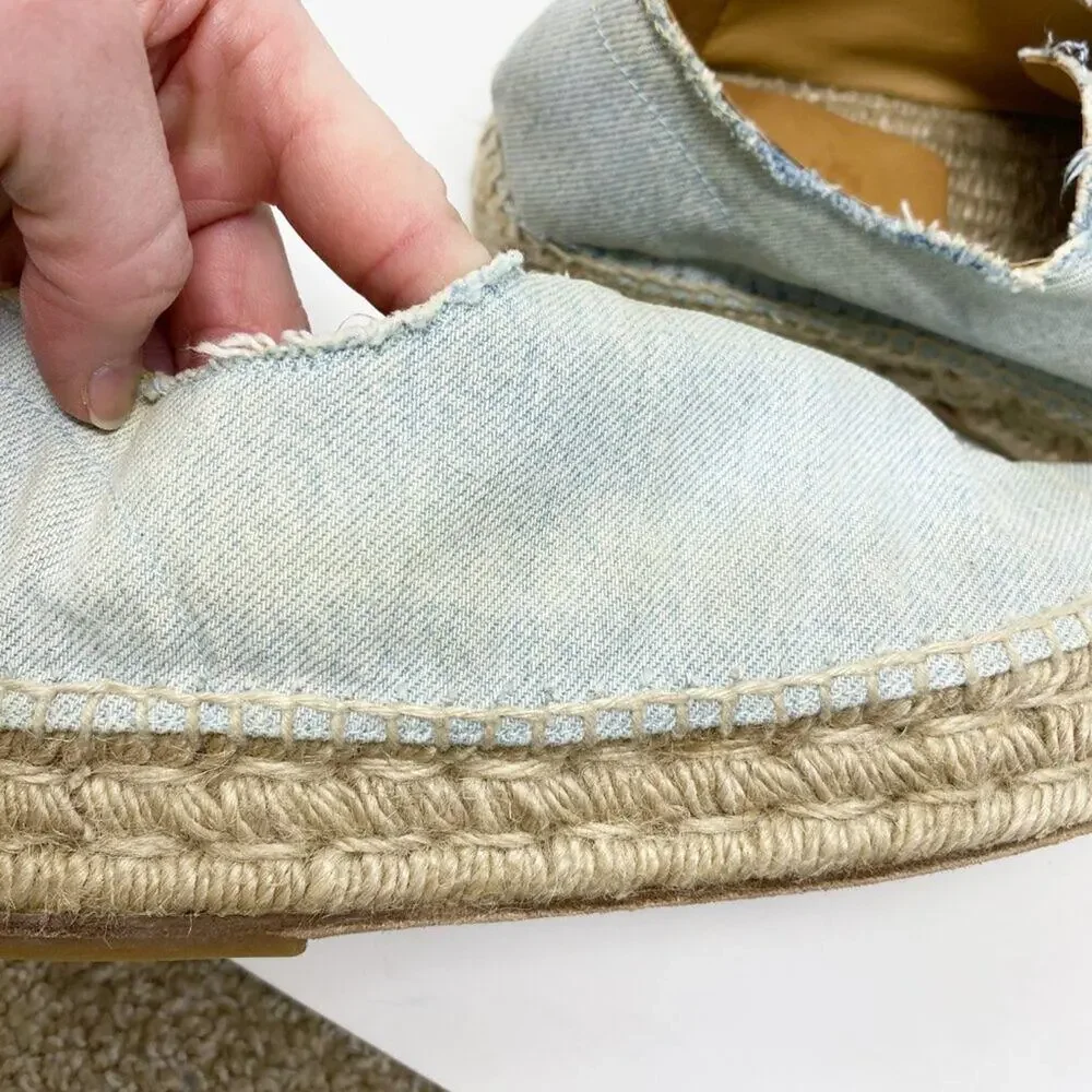 Alexander Wang Light Blue Denim Espadrille Casual Shoes Women's Sz 37 Front Zip